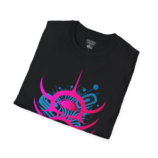 Viral Impact - Neon Unisex T-Shirt, Tlingit and Haida totem design by Native American artist Wéidaaká Yóodóohaa - Image 4
