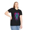 Auroral Embrace: Wolf Mother - Neon Unisex T-Shirt, Tlingit and Haida totem design by Alaskan Native artist Wéidaaká Yóodóohaa - Image 5
