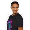 Auroral Embrace: Wolf Mother - Neon Unisex T-Shirt, Tlingit and Haida totem design by Alaskan Native artist Wéidaaká Yóodóohaa - Image 9