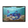Shark and Jellyfish Mural on Matte Canvas, Framed