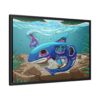 Shark and Jellyfish Mural on Matte Canvas, Framed - Image 2