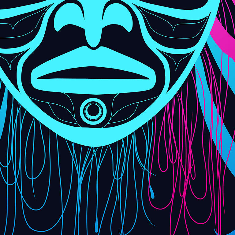 closeup of the tlingit labret piercing.