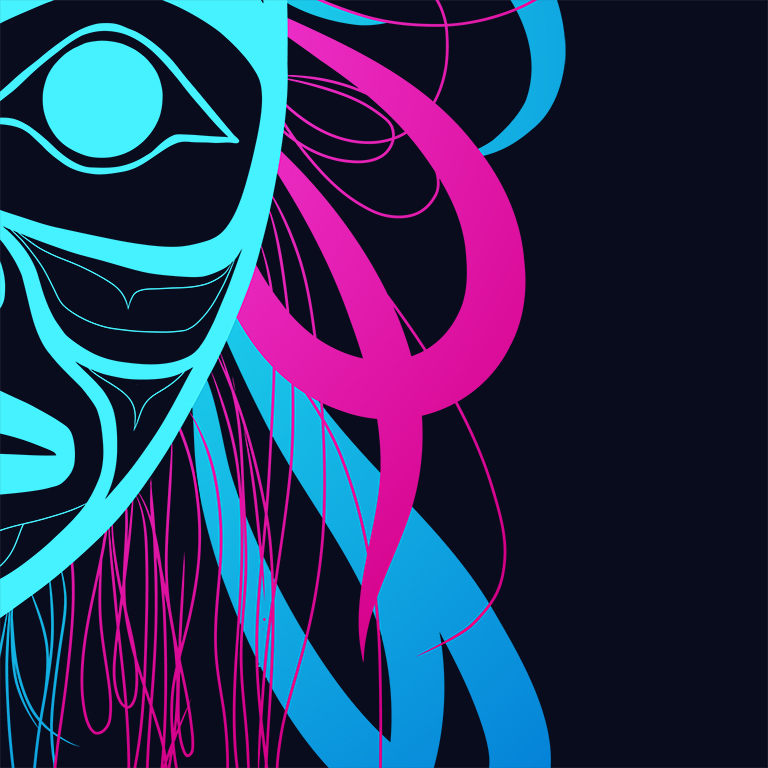 strings emanating from the mask