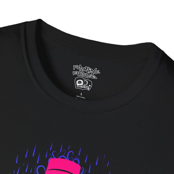 Rainkeeper: The Tlingit Sentinel - Neon Unisex T-Shirt, Tlingit and Haida totem design by Native American artist Wéidaaká Yóodóohaa - Image 3