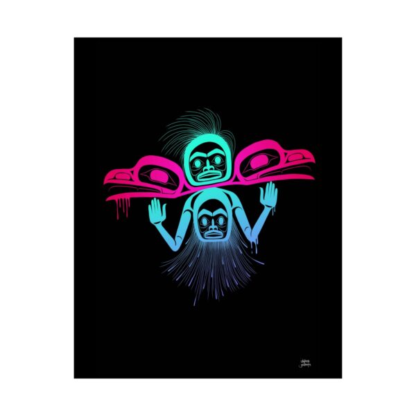 Neon Raven Dancer print, Tlingit and Haida totem design by Native American artist Wéidaaká Yóodóohaa - Image 2