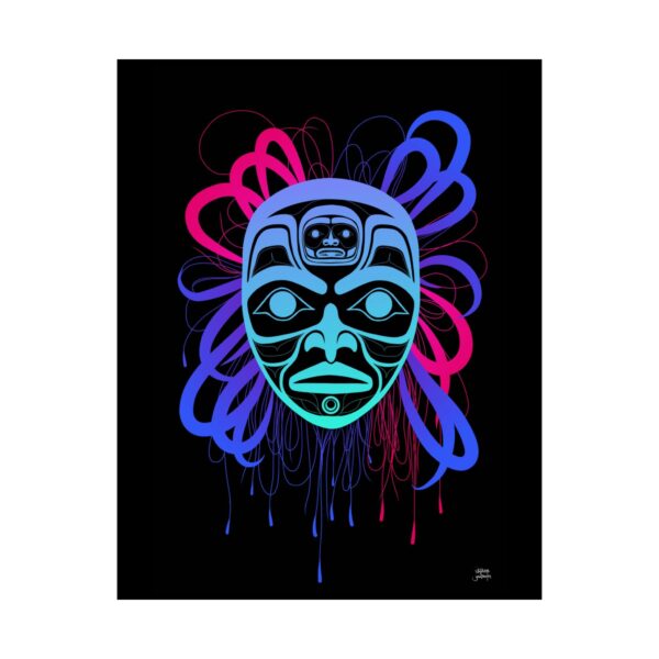 Neon Bear Mother Shaman Mask print, Tlingit and Haida totem design by Native American artist Wéidaaká Yóodóohaa - Image 2