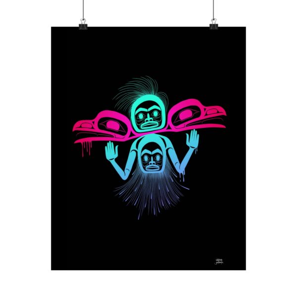 Neon Raven Dancer print, Tlingit and Haida totem design by Native American artist Wéidaaká Yóodóohaa - Image 5