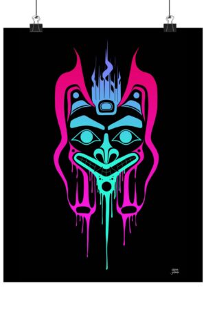 Neon Wolf print, Tlingit and Haida totem design by Native American artist Wéidaaká Yóodóohaa