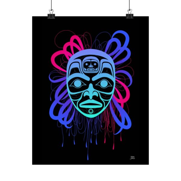 Neon Bear Mother Shaman Mask print, Tlingit and Haida totem design by Native American artist Wéidaaká Yóodóohaa