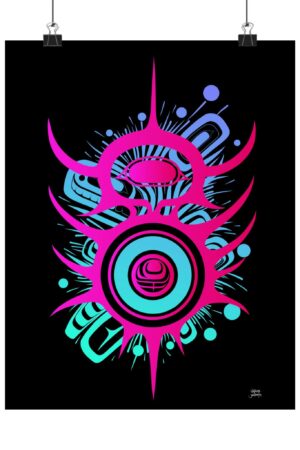 Neon Viral Impact print, Tlingit and Haida totem design by Native American artist Wéidaaká Yóodóohaa