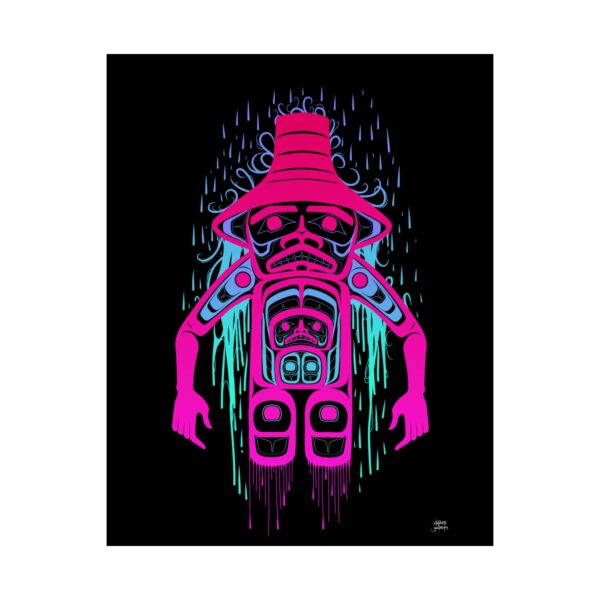 Neon Rainkeeper print, Tlingit and Haida totem design by Native American artist Wéidaaká Yóodóohaa - Image 2