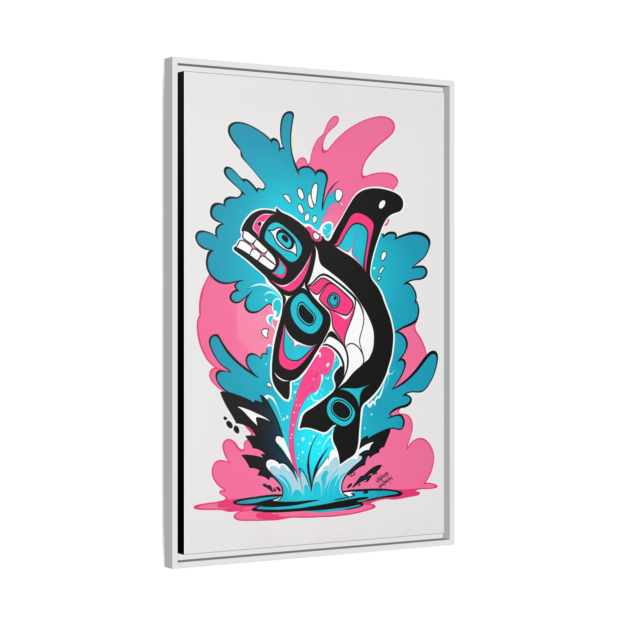 Jumping Orca Graffiti on Matte Canvas, Framed - Image 10