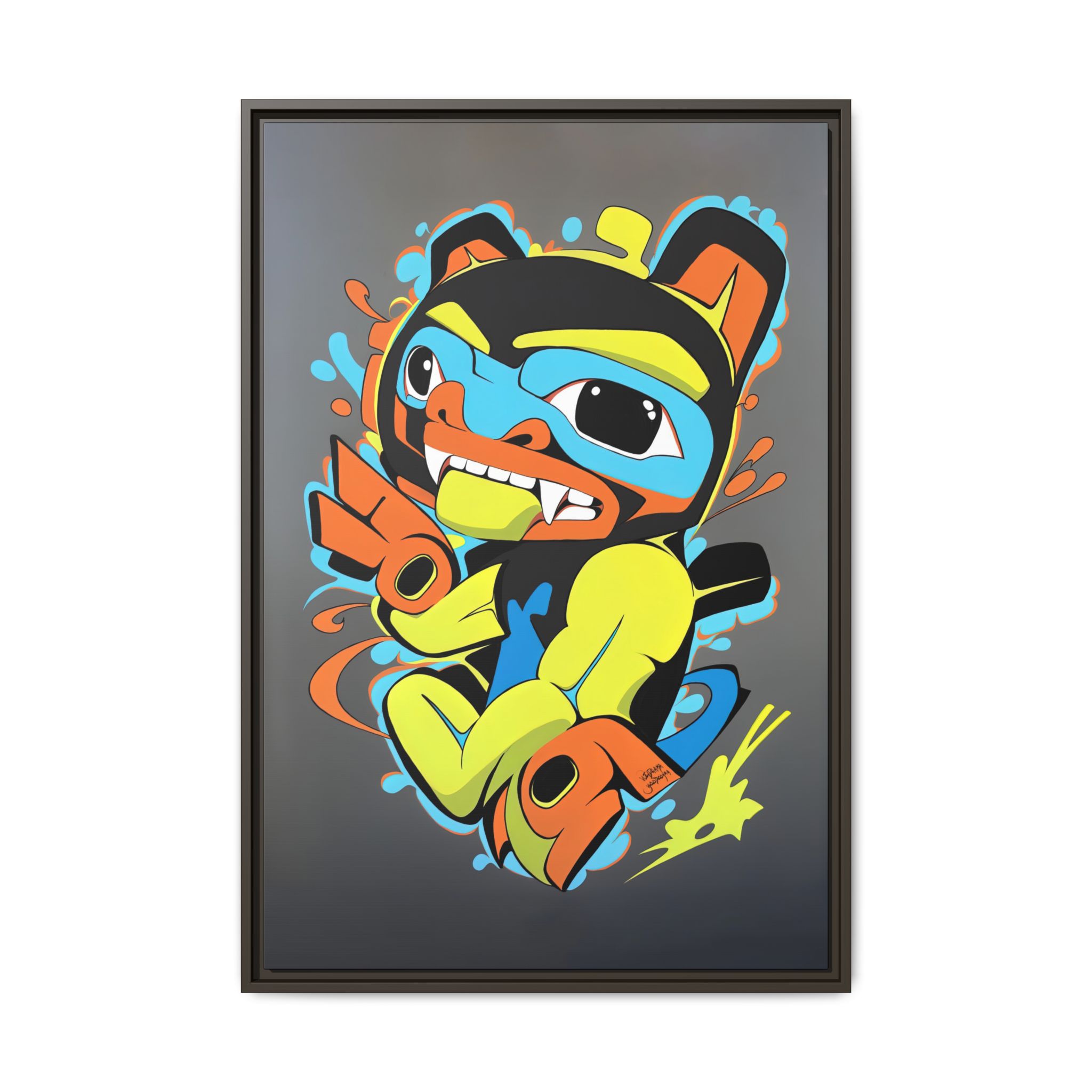Bear Graffiti on Matte Canvas, Framed - Image 5