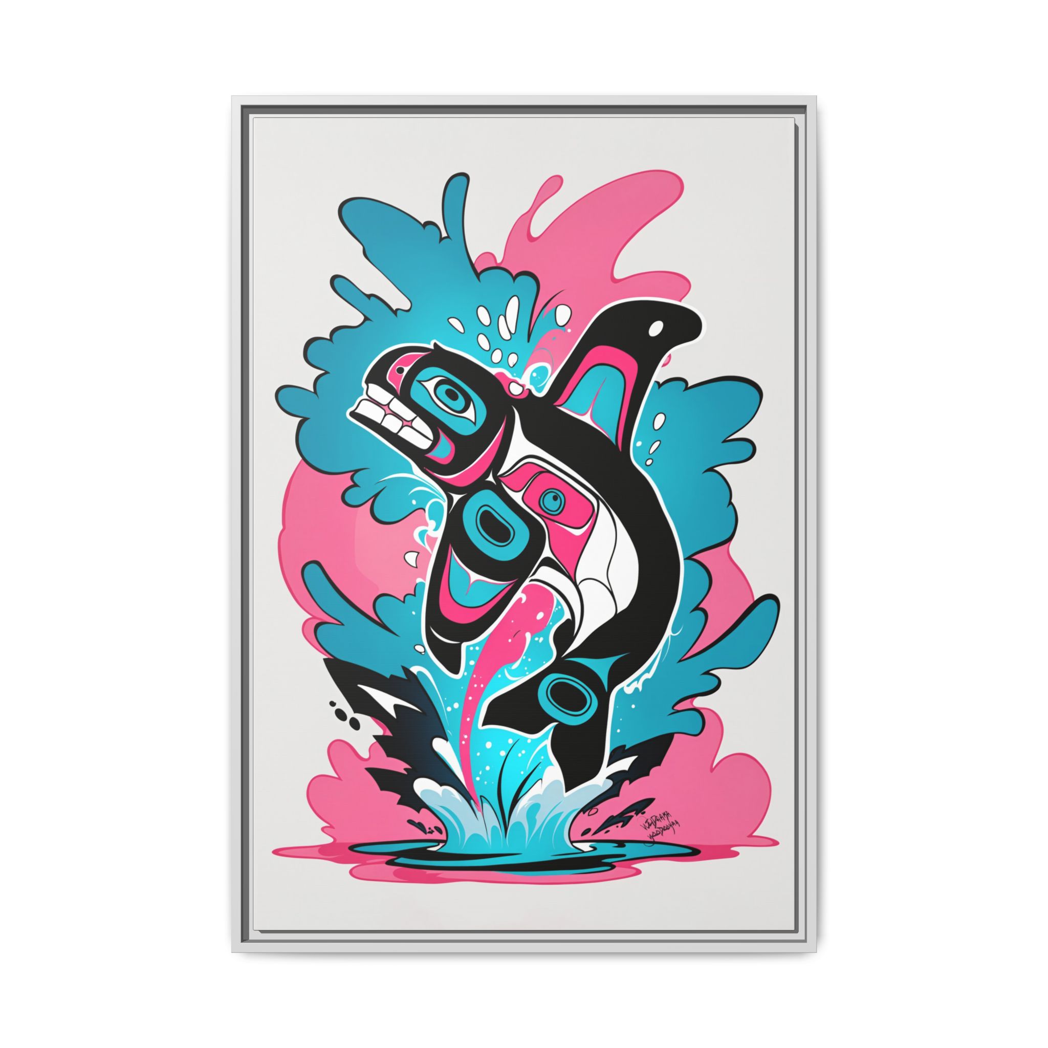 Jumping Orca Graffiti on Matte Canvas, Framed - Image 9