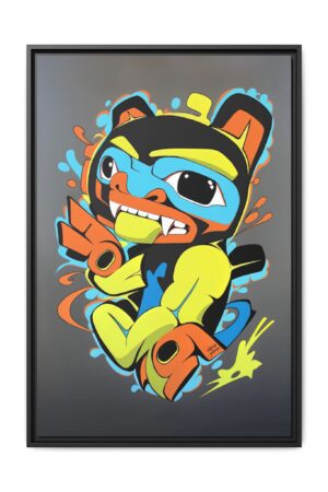 Bear Graffiti on Matte Canvas, Framed