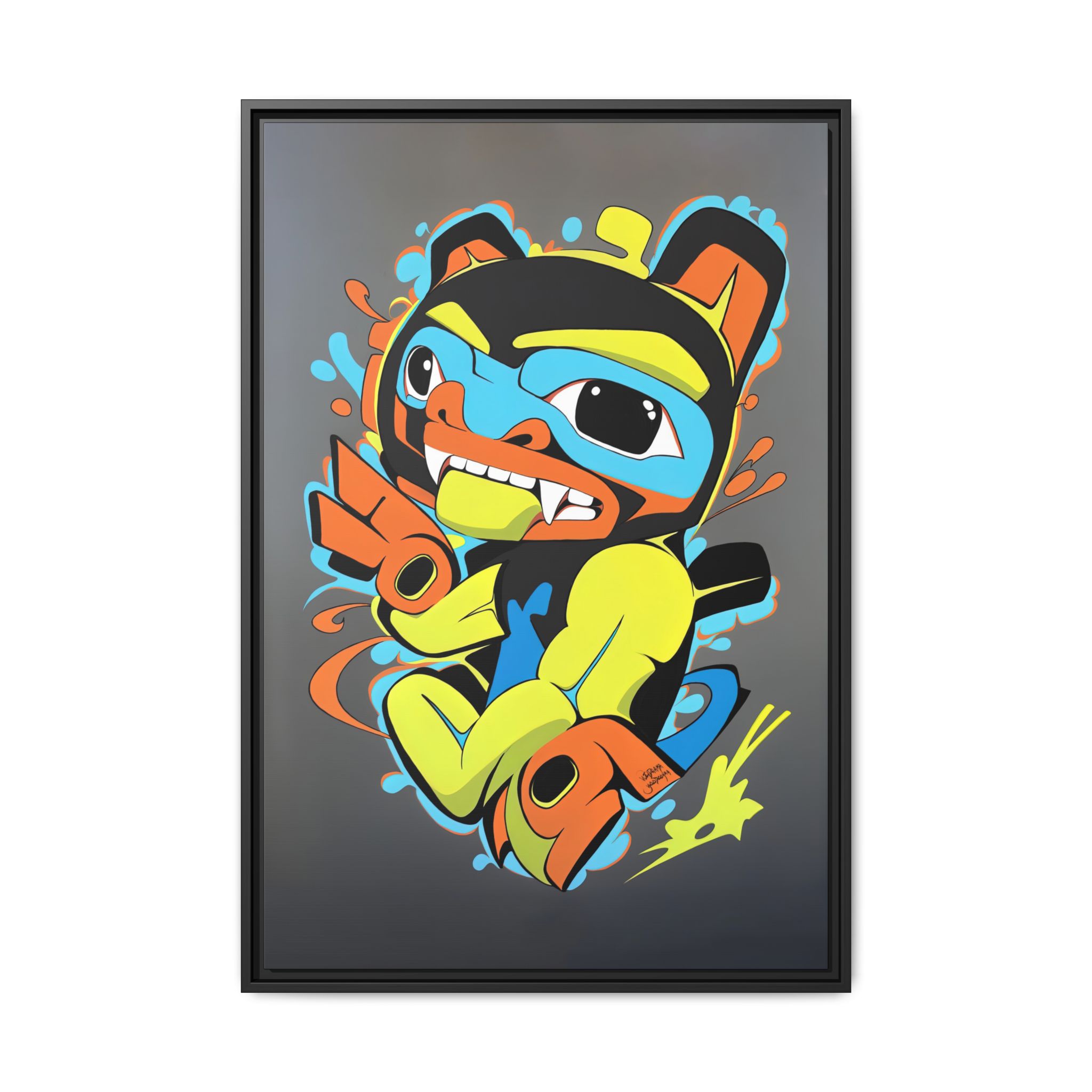 Bear Graffiti on Matte Canvas, Framed