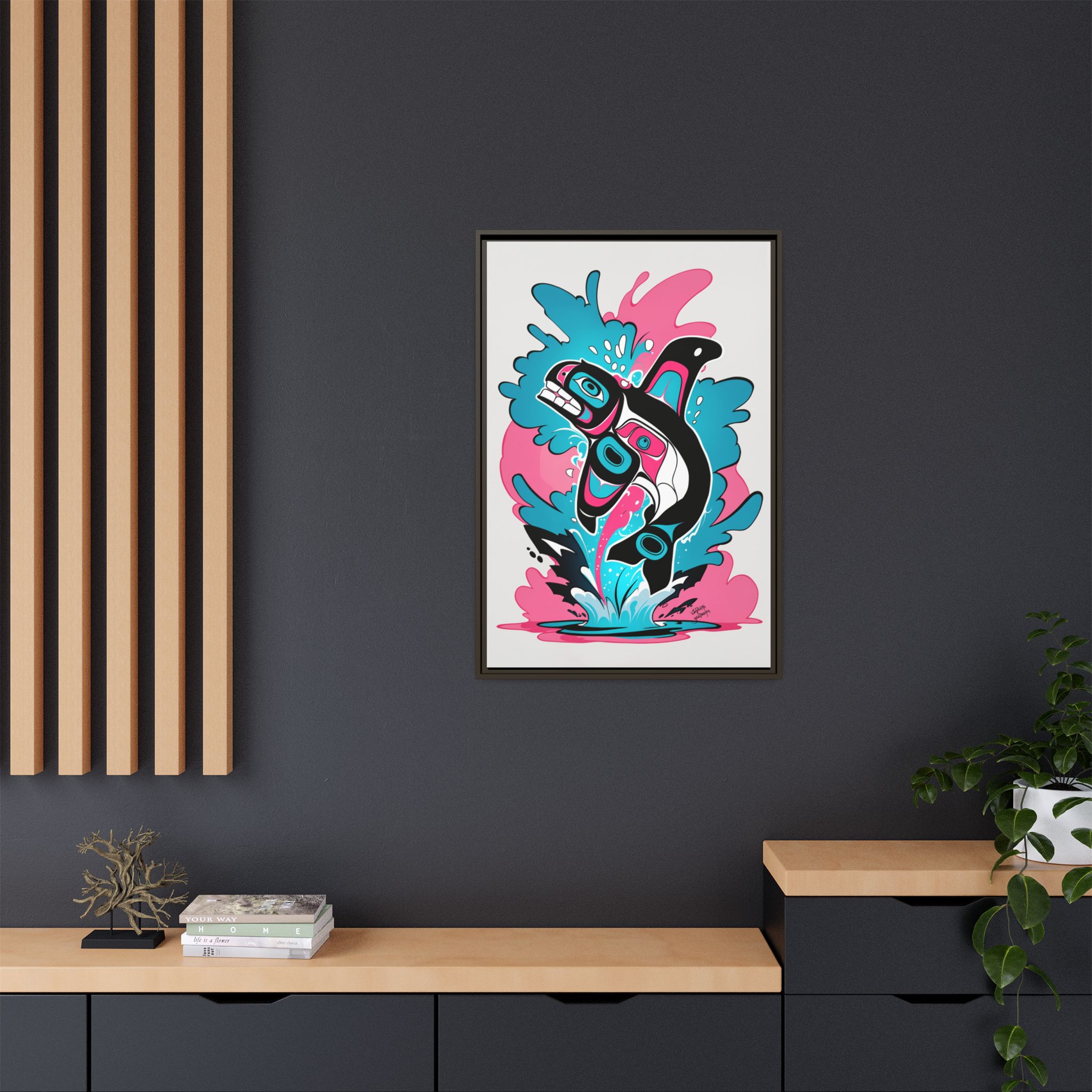 Jumping Orca Graffiti on Matte Canvas, Framed - Image 8