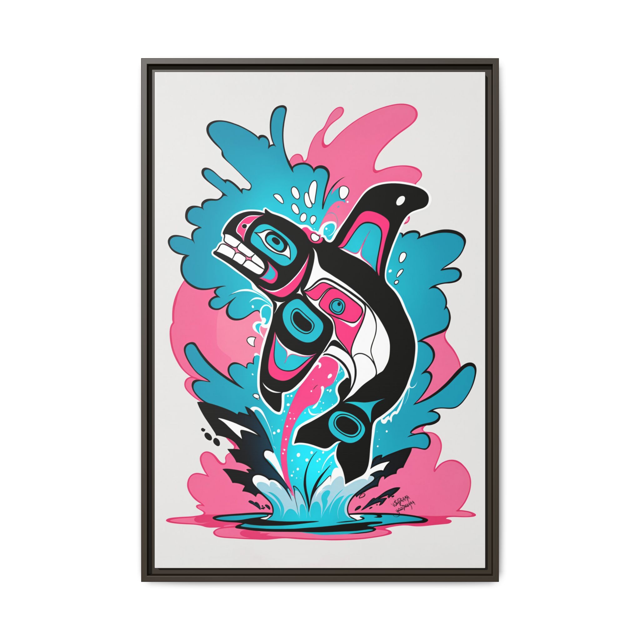 Jumping Orca Graffiti on Matte Canvas, Framed - Image 5
