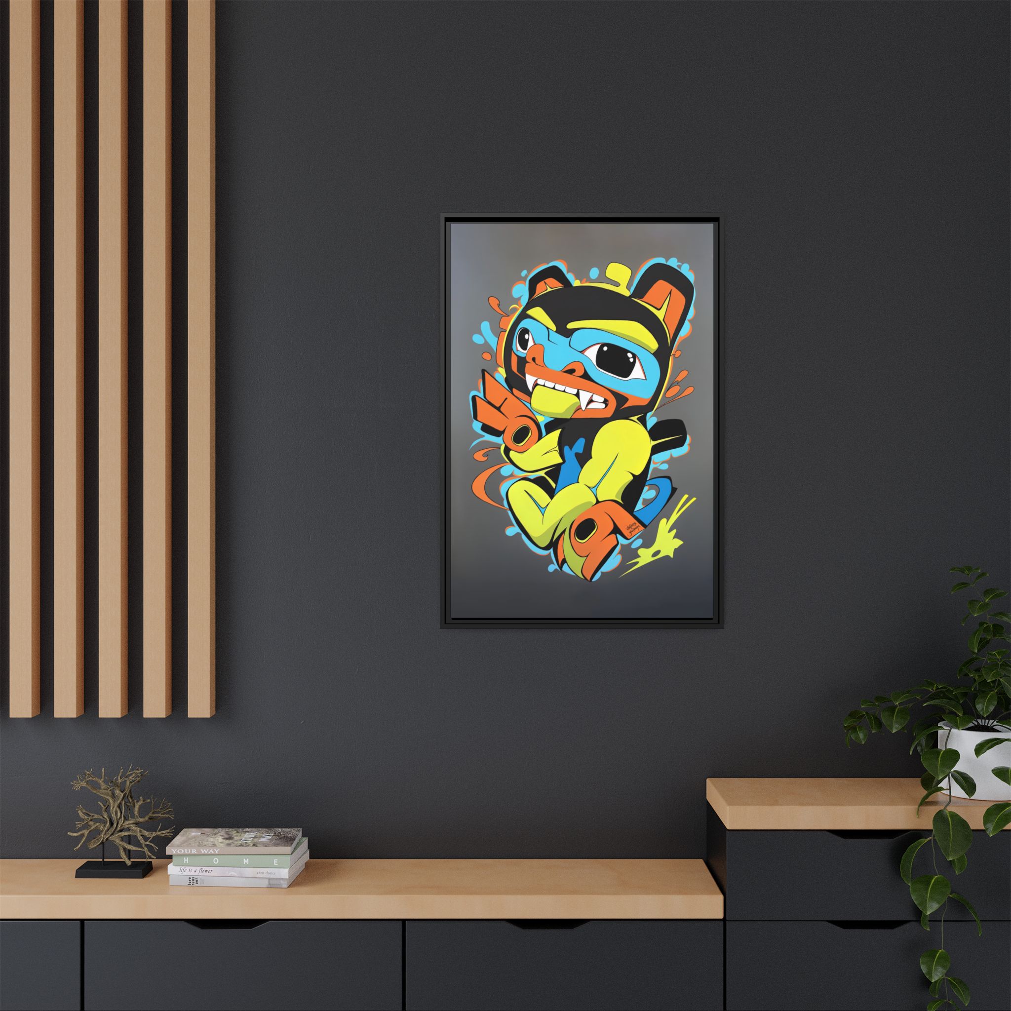 Bear Graffiti on Matte Canvas, Framed - Image 4