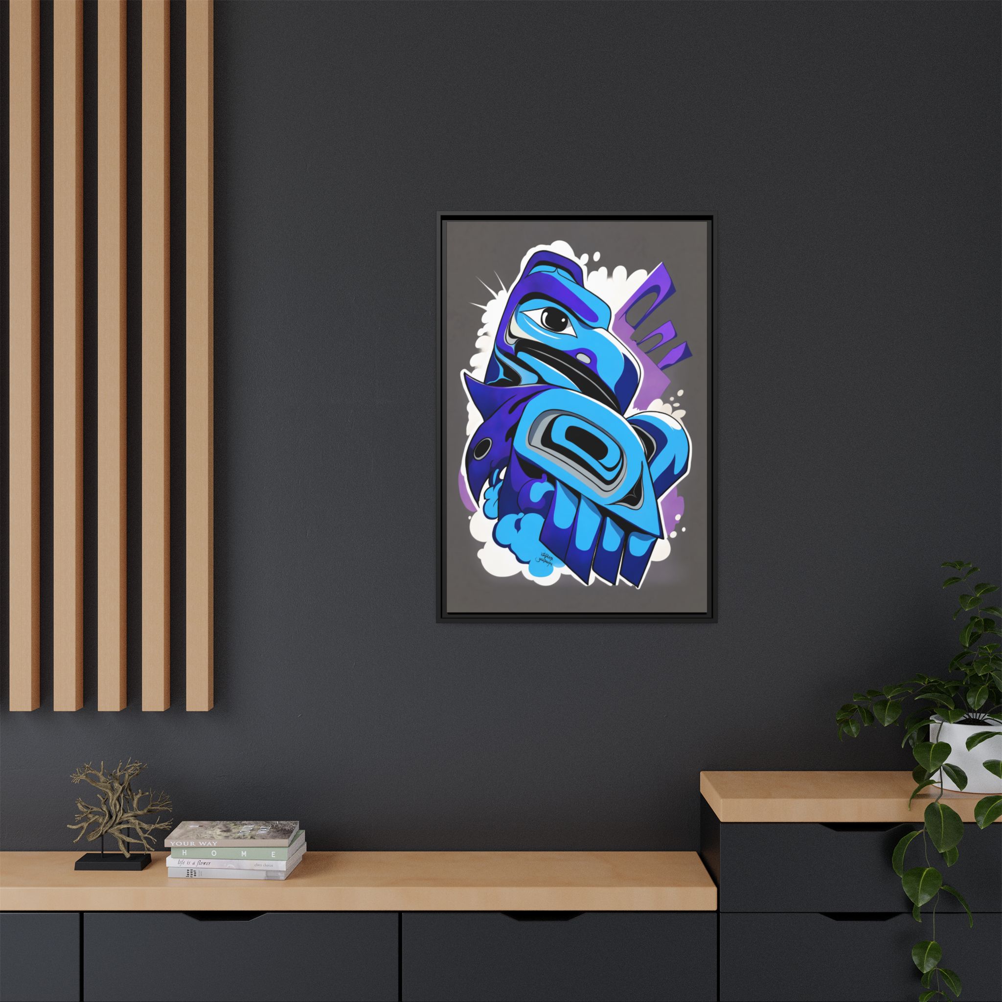 Raven Graffiti on Matte Canvas, Framed - Image 4