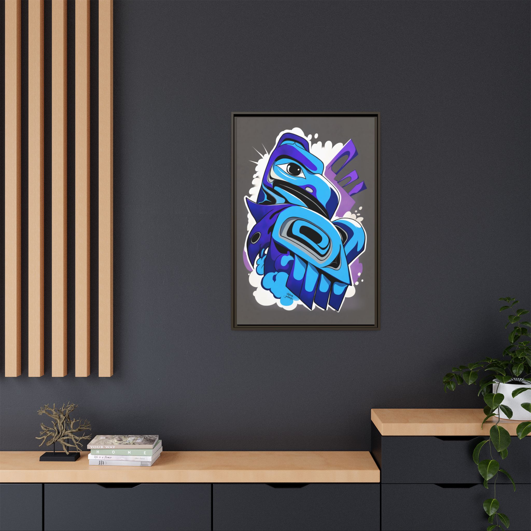 Raven Graffiti on Matte Canvas, Framed - Image 8