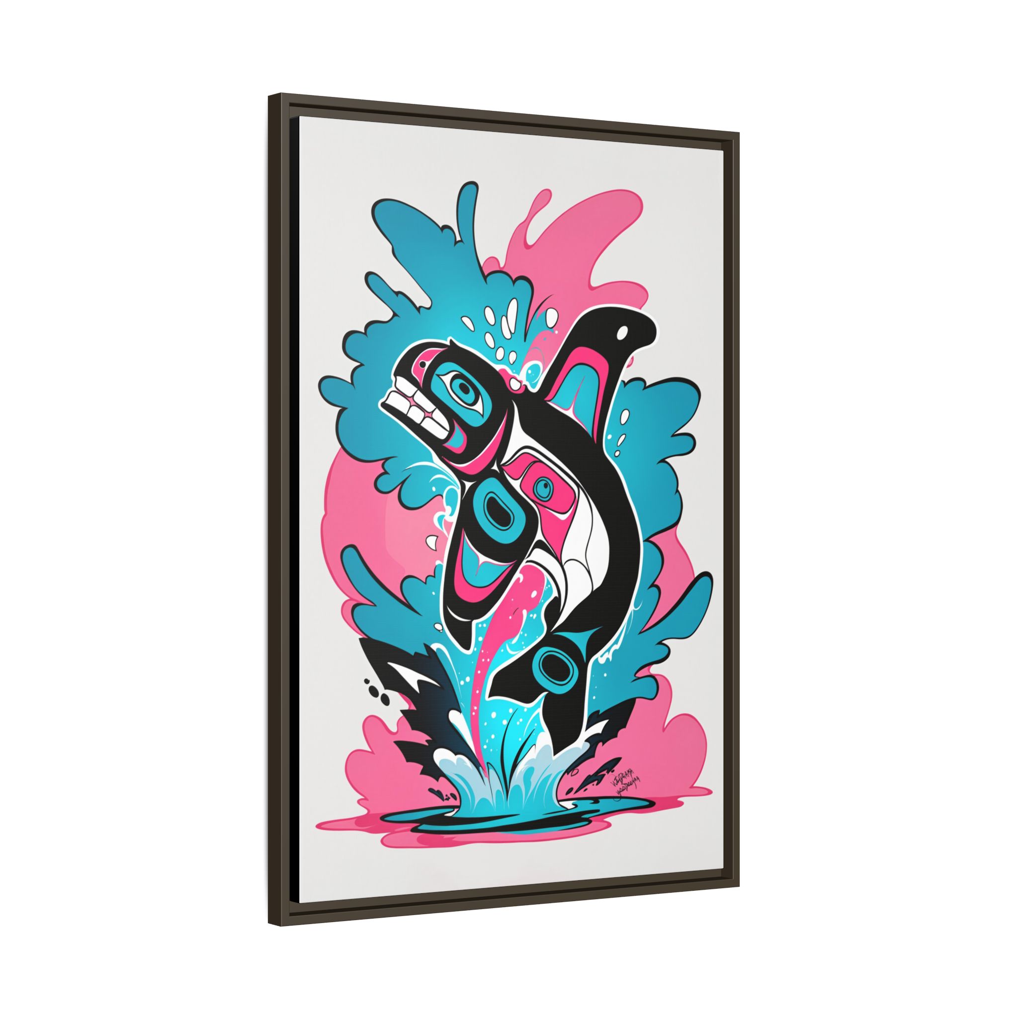 Jumping Orca Graffiti on Matte Canvas, Framed - Image 6