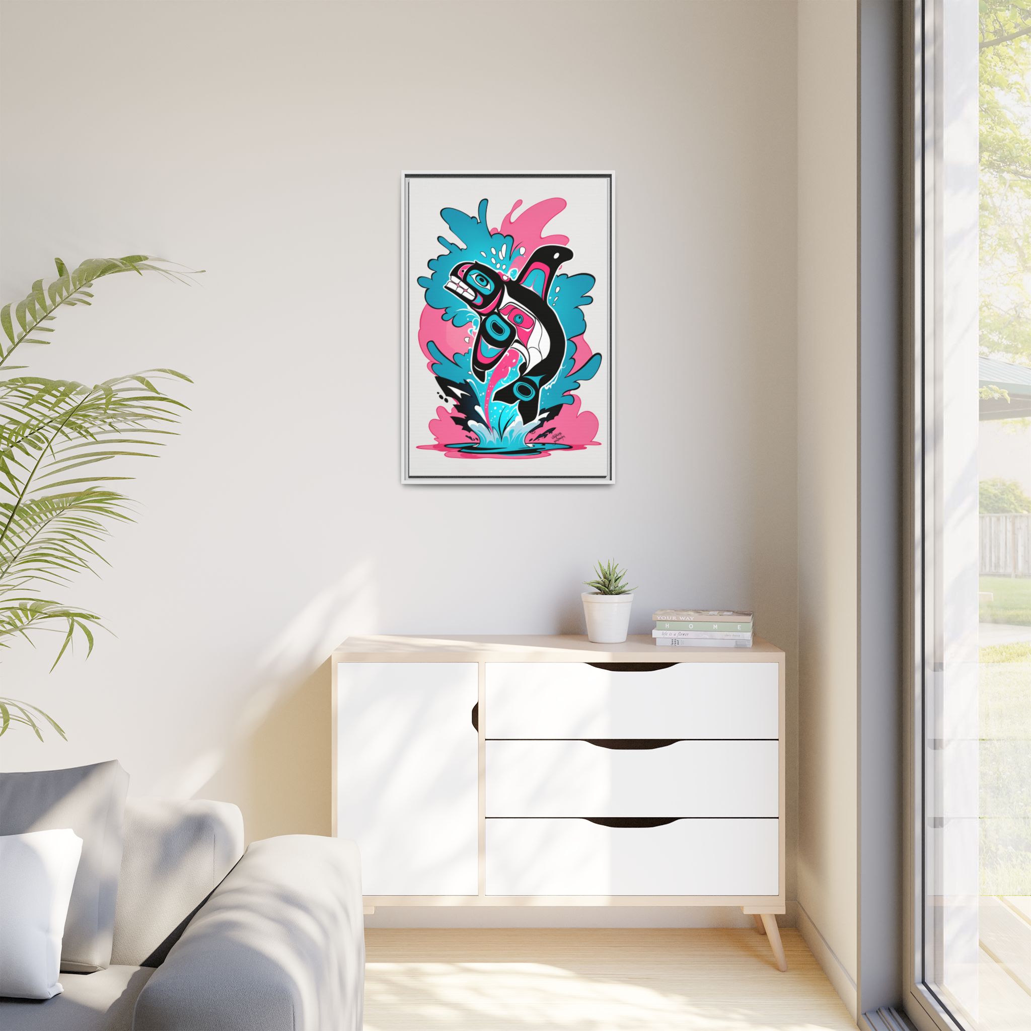Jumping Orca Graffiti on Matte Canvas, Framed - Image 11