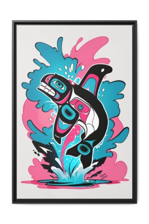 Jumping Orca Graffiti on Matte Canvas, Framed