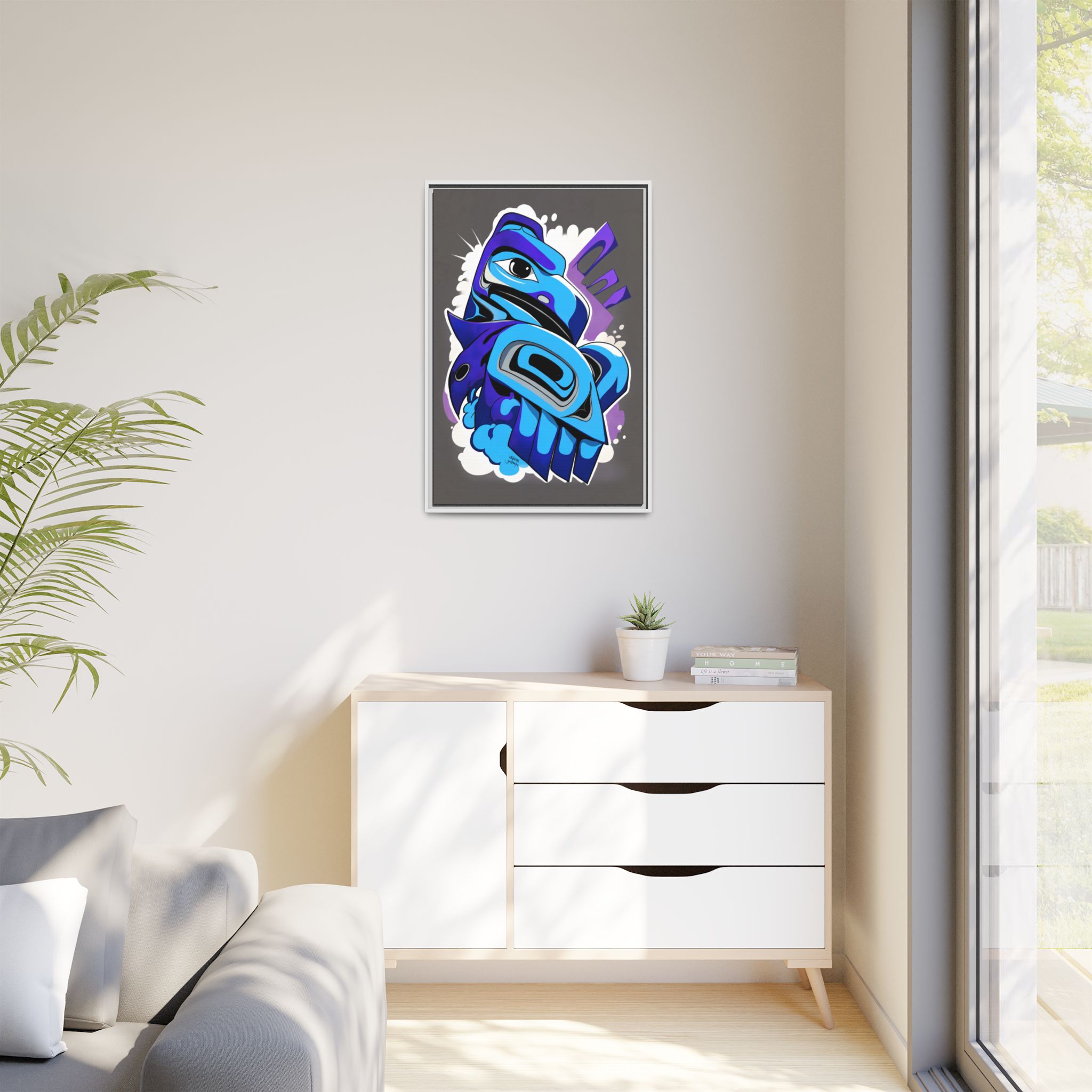 Raven Graffiti on Matte Canvas, Framed - Image 11