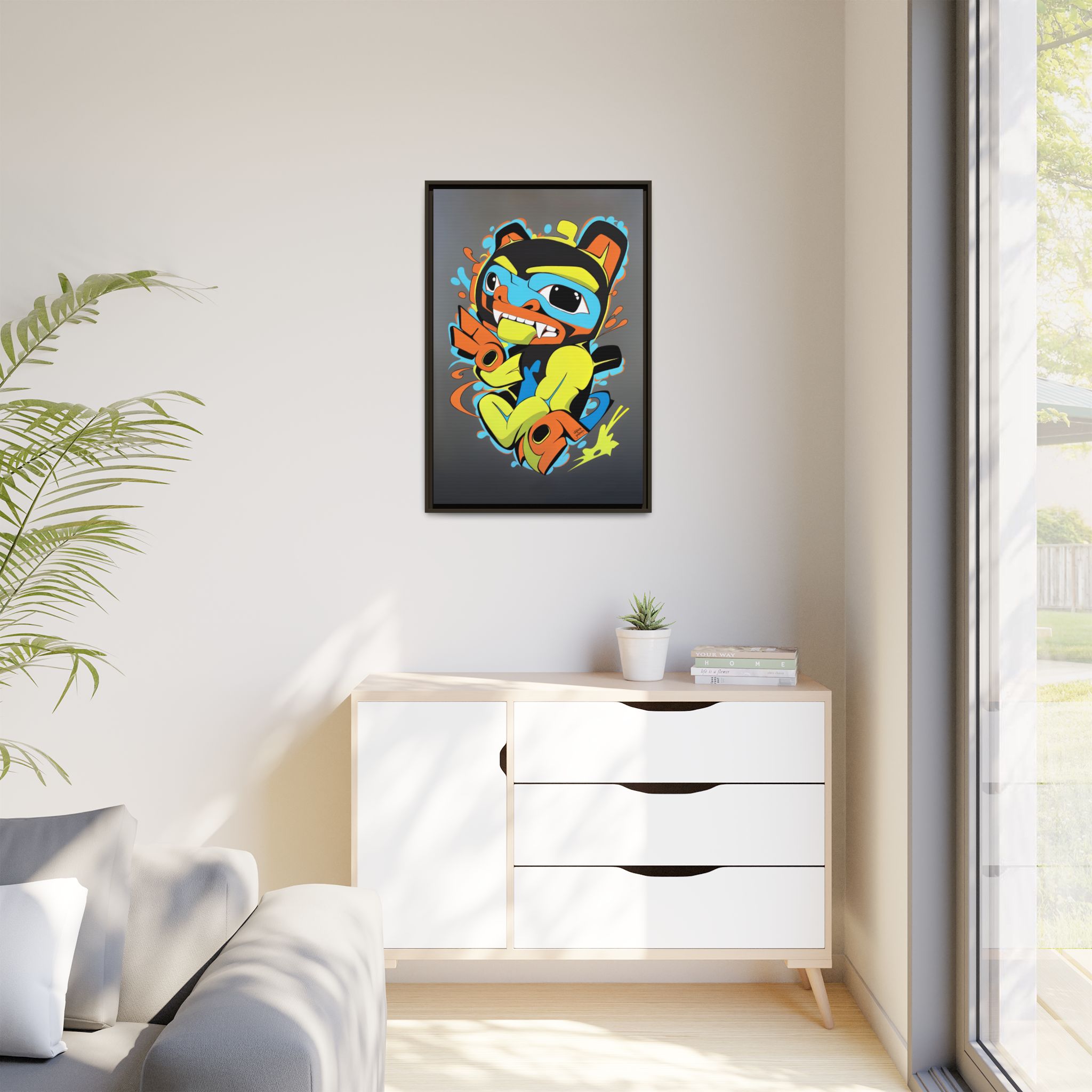 Bear Graffiti on Matte Canvas, Framed - Image 7