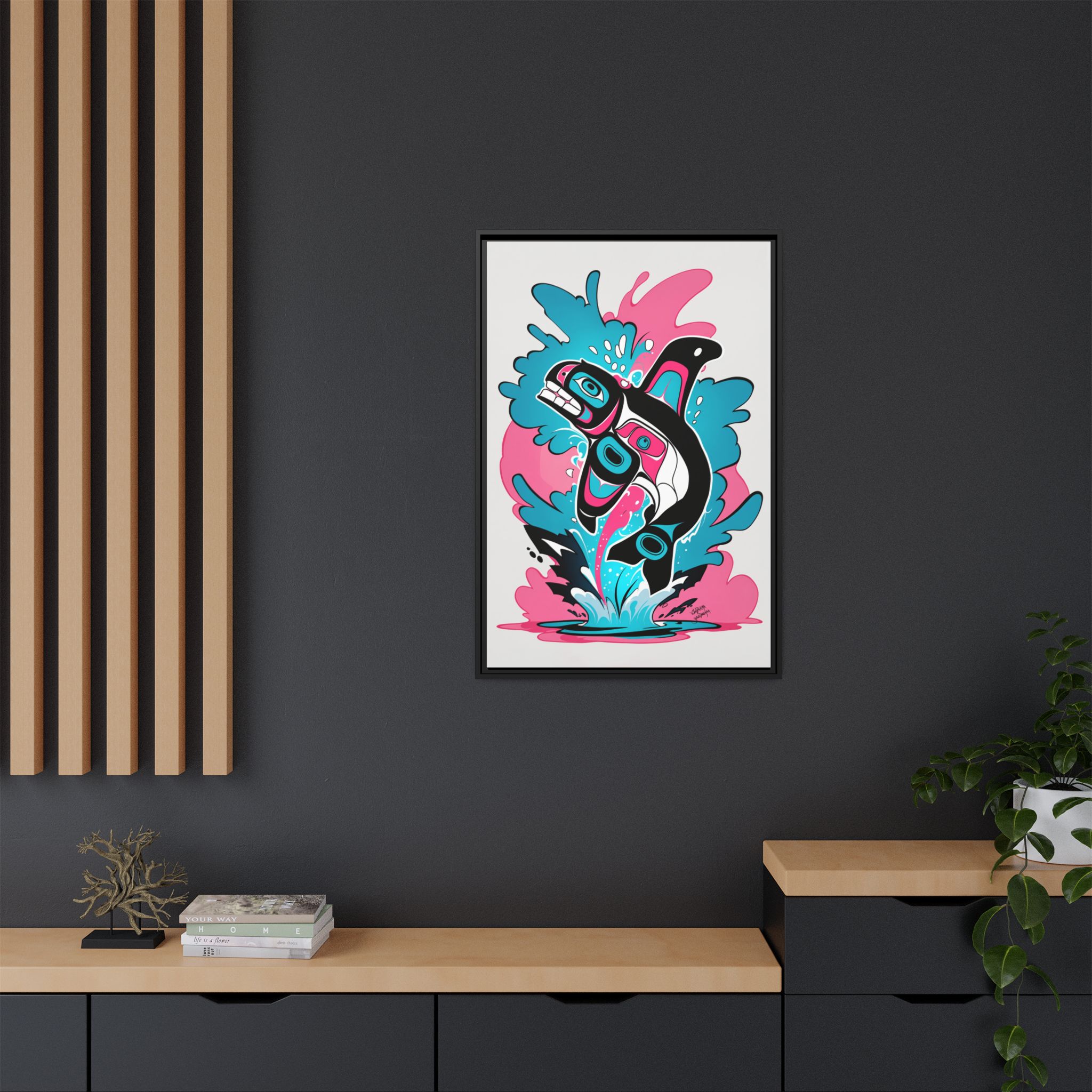 Jumping Orca Graffiti on Matte Canvas, Framed - Image 4