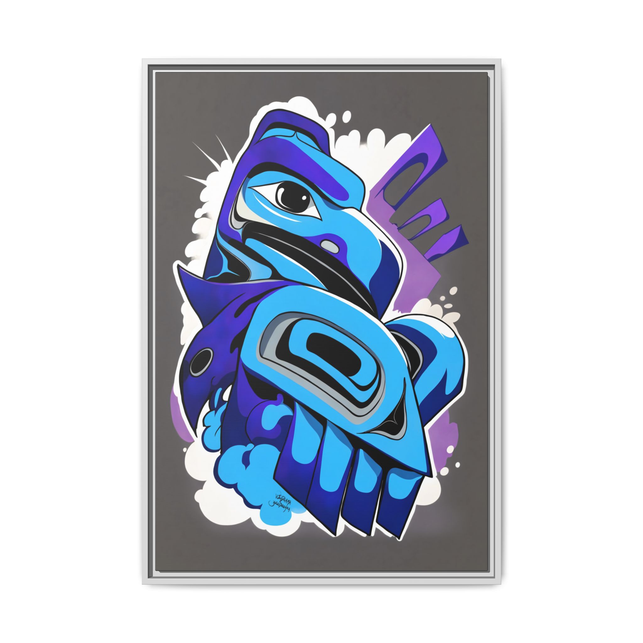 Raven Graffiti on Matte Canvas, Framed - Image 9