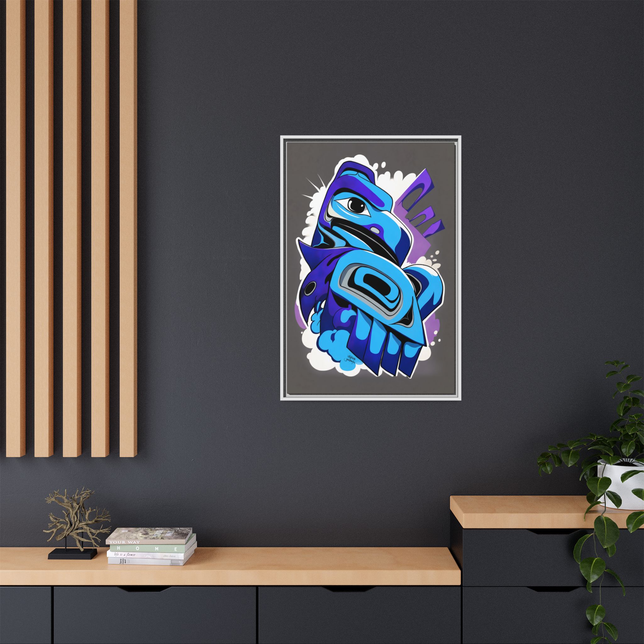 Raven Graffiti on Matte Canvas, Framed - Image 12