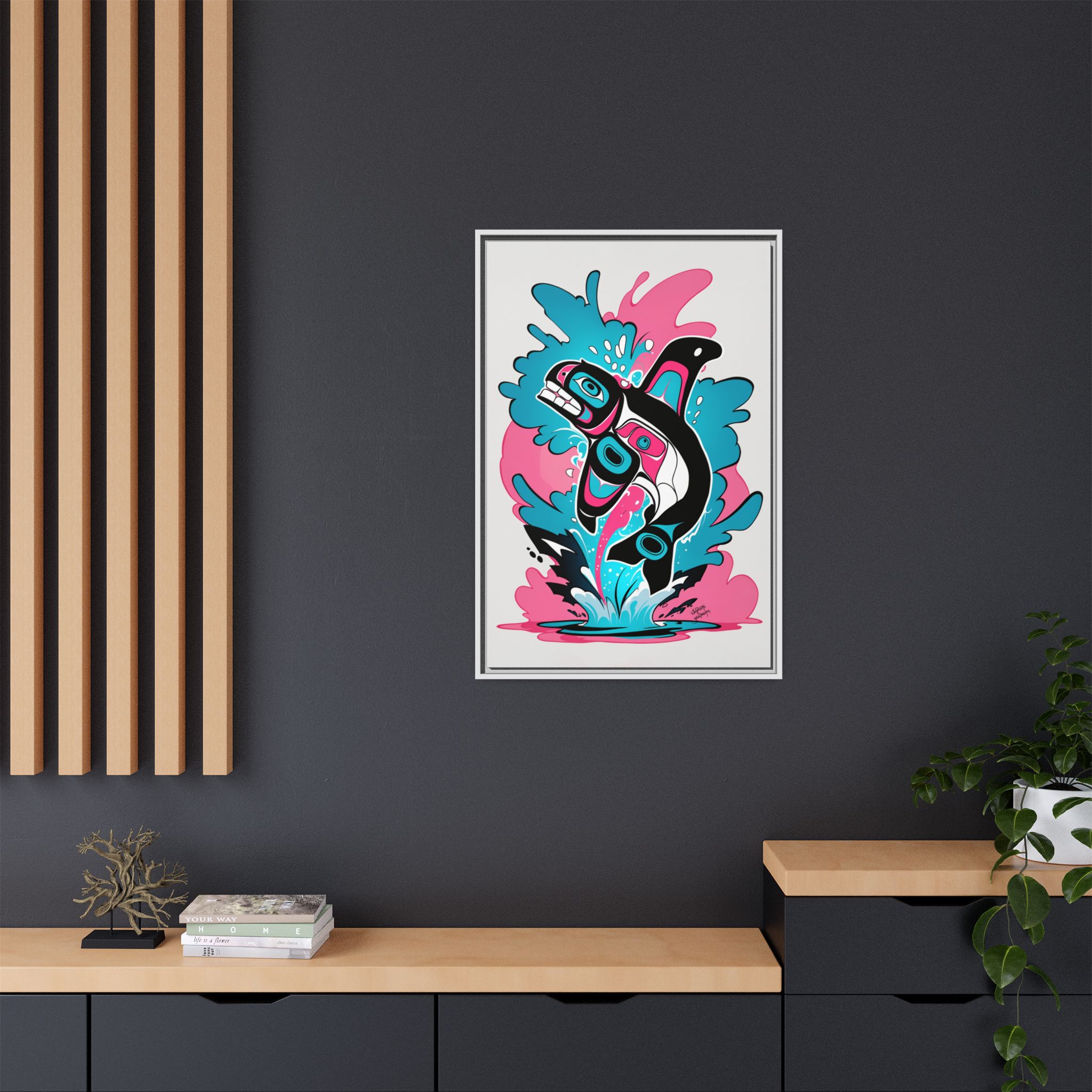Jumping Orca Graffiti on Matte Canvas, Framed - Image 12